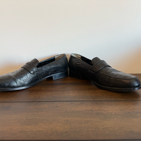 Calcaterra Ostrich Leg Leather Loafers Men’s 9 Black Exotic Dress Shoes main image 10